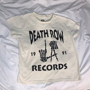 death row records cream cropped shirt